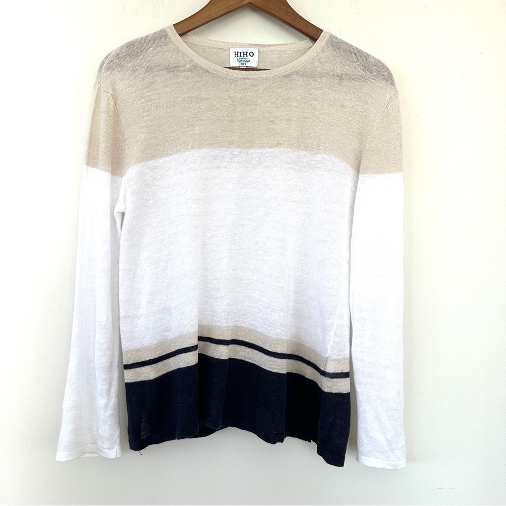 HIHO Sweater with crew neck, long sleeves, 💯 linen knit, loose fitting